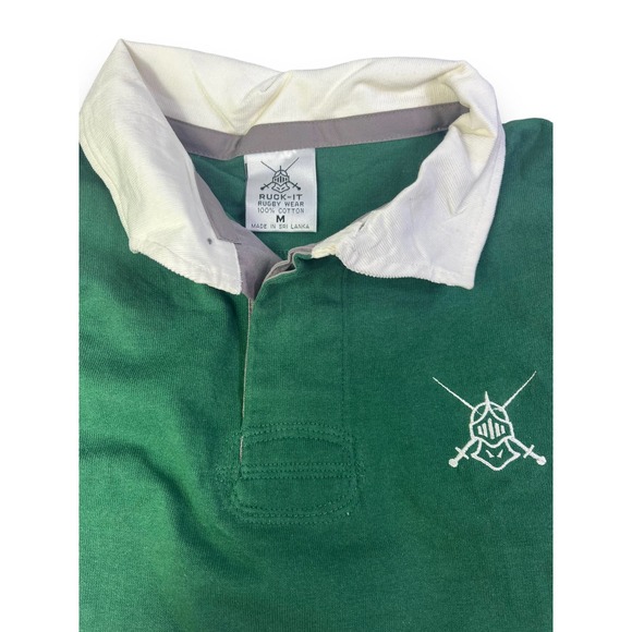 Vintage Mens MED Ruck-It Rugby Green Long-Sleeve Shirt, 100% Cotton NEW - Picture 2 of 8